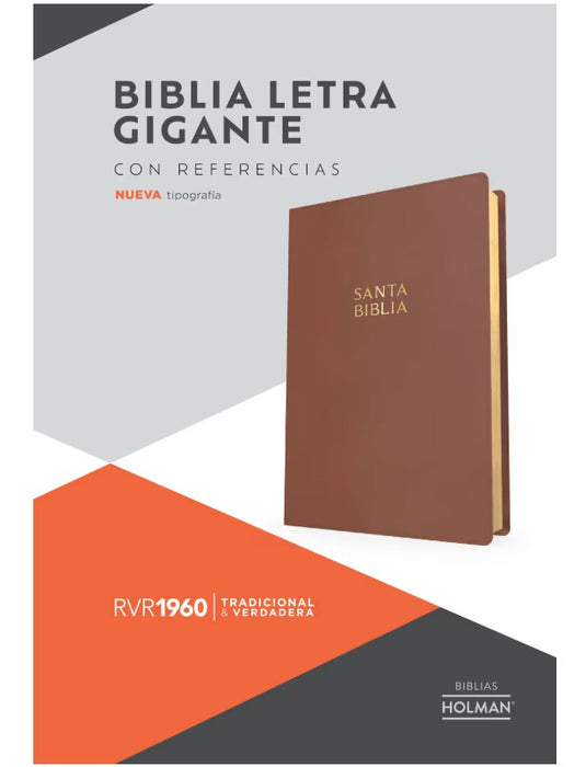 Biblia RVR 1960, Letra Gigante, imitación piel café madera