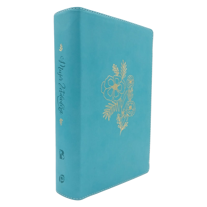 Cargue la imagen en el visor de la galería, Biblia devocional Mujer Verdadera NBLA, Letra Grande,  imitación piel aqua
