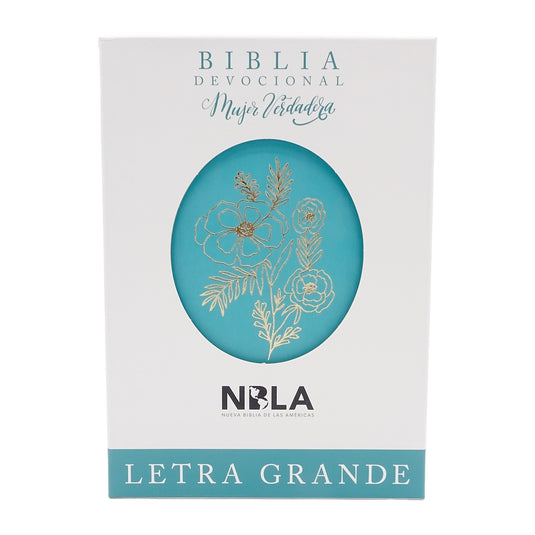 Biblia devocional Mujer Verdadera NBLA, Letra Grande,  imitación piel aqua