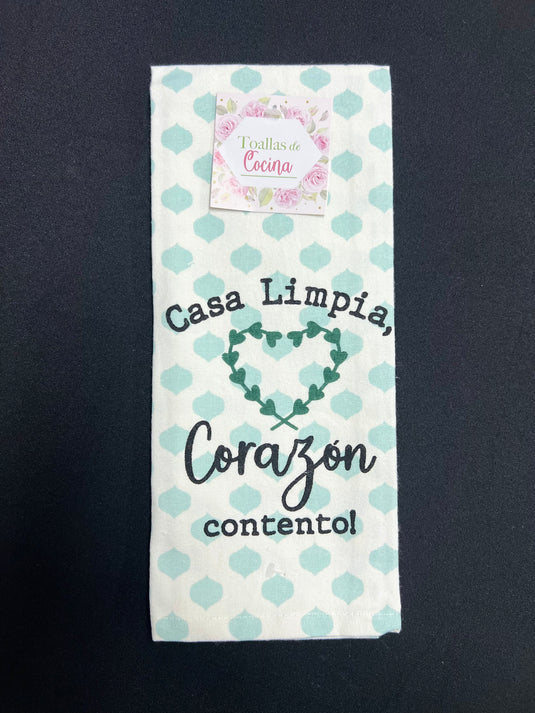 Toalla de cocina "Casa limpia, Corazón contento”