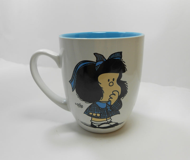 Cargue la imagen en el visor de la galería, Taza Mafalda Blanco con celeste
