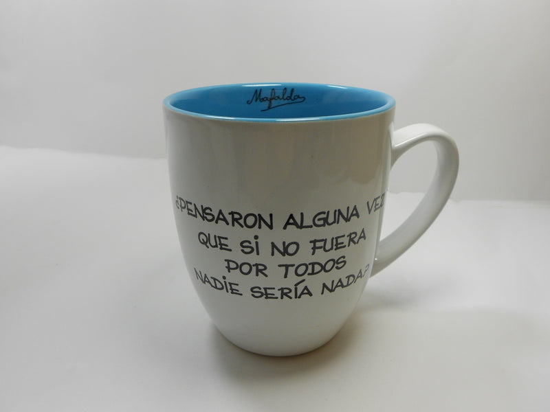 Cargue la imagen en el visor de la galería, Taza Mafalda Blanco con celeste
