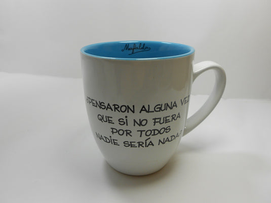 Taza Mafalda Blanco con celeste