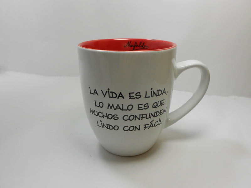 Cargue la imagen en el visor de la galería, Taza Mafalda Blanco con Rojo
