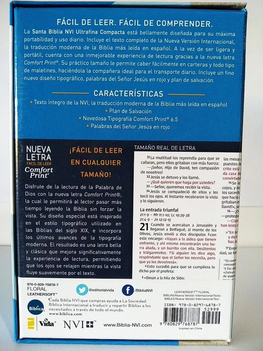 Santa Biblia NVI, Ultrafina Compacta, i/piel Flores