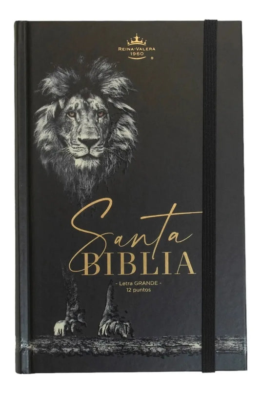 Biblia RVR 1960, Tamaño Manual, Letra Grande, tapa dura con elástico León