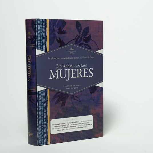 Biblia de Estudio para Mujeres RVR 1960, tela impresa azul floreado