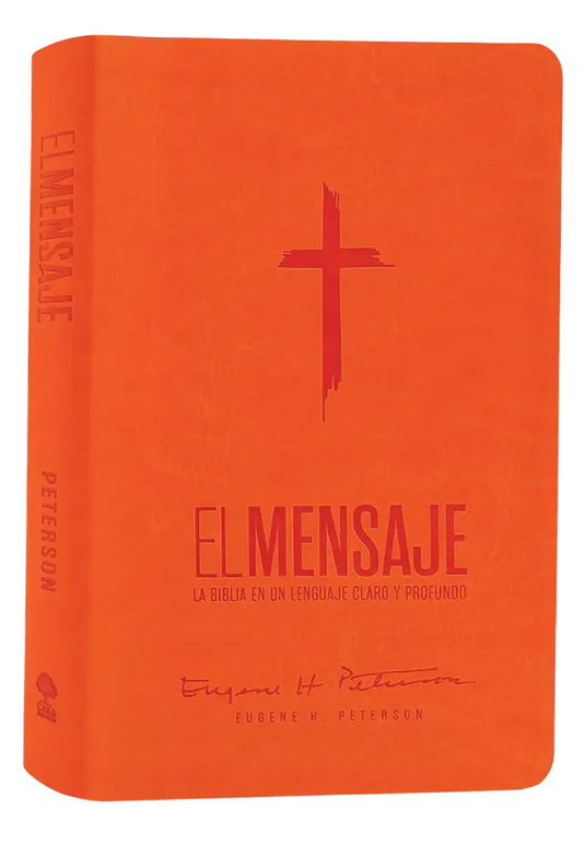 Biblia El Mensaje, imitación piel naranja