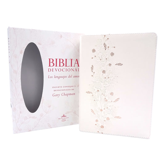 Biblia devocional los Lenguajes del Amor RVR 1960, edición blanca con oro rosa