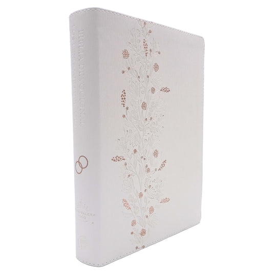 Biblia devocional los Lenguajes del Amor RVR 1960, edición blanca con oro rosa