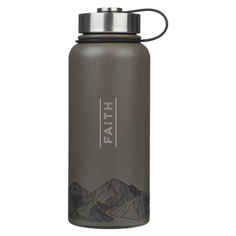 Cargue la imagen en el visor de la galería, Botella de acero inoxidable "Faith Moves Mountains" – Mateo 17:20
