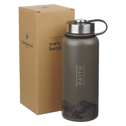 Botella de acero inoxidable "Faith Moves Mountains" – Mateo 17:20