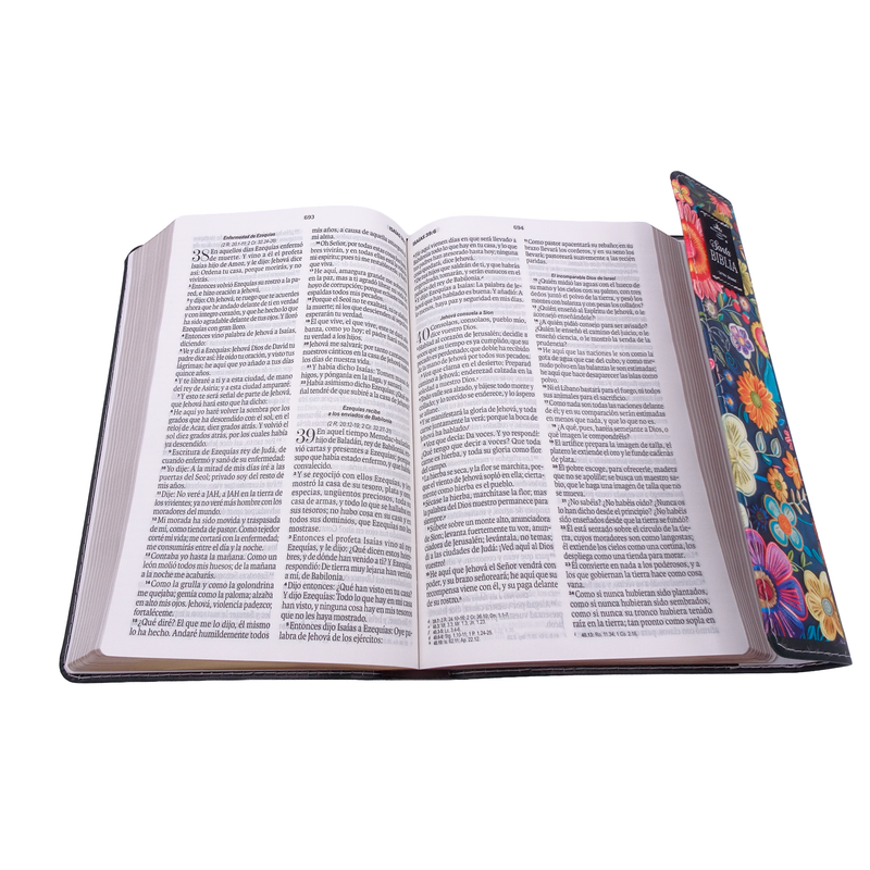 Cargue la imagen en el visor de la galería, Biblia RVR 1960, Letra Grande, agarradera, cierre magnético, imitación piel floral
