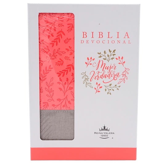 Biblia devocional Mujer Verdadera RVR60, imitación piel coral