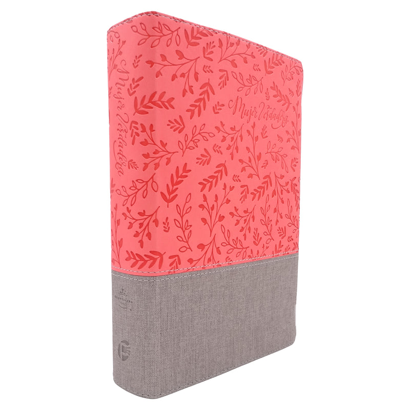 Cargue la imagen en el visor de la galería, Biblia devocional Mujer Verdadera RVR60, imitación piel coral
