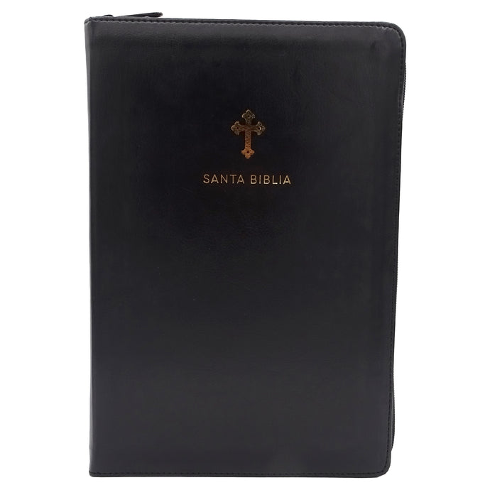Biblia RVR 1960, Letra Grande, Cierre zíper, imitación piel negra