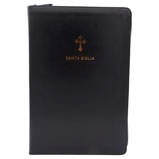 Biblia RVR 1960, Letra Grande, Cierre zíper, imitación piel negra