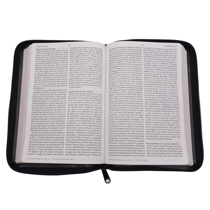 Cargue la imagen en el visor de la galería, Biblia RVR 1960, Letra Grande, Cierre zíper, imitación piel negra
