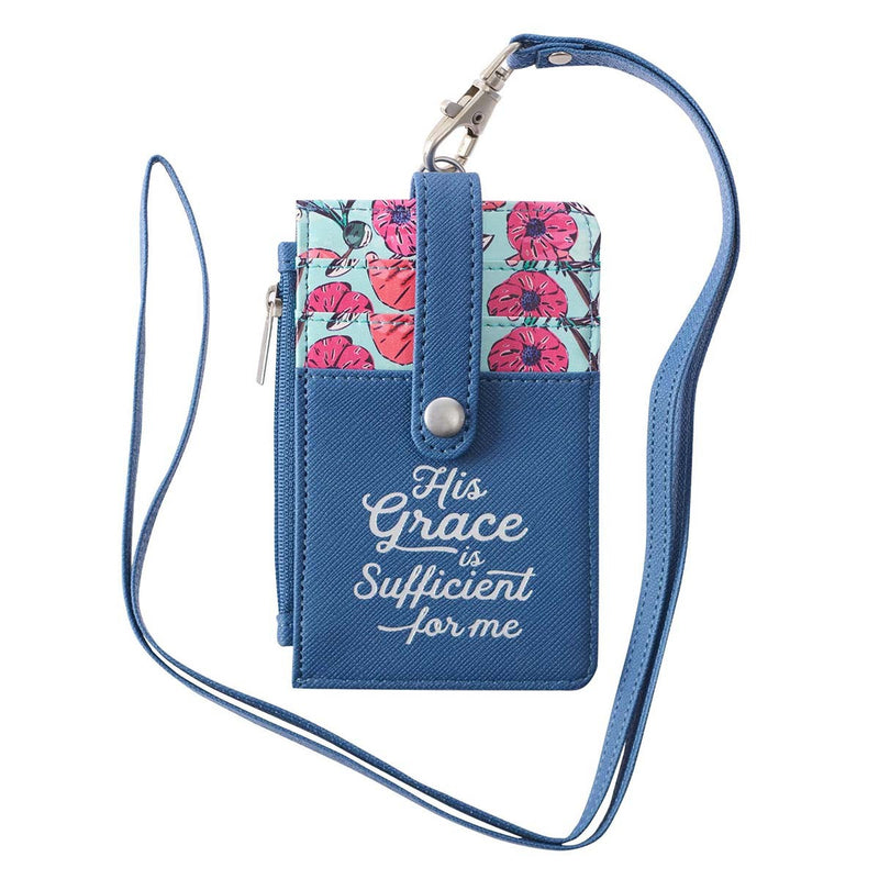 Cargue la imagen en el visor de la galería, Tarjetero de Cuero Sintético "His Grace Is Sufficient" – 2 Corintios 12:9
