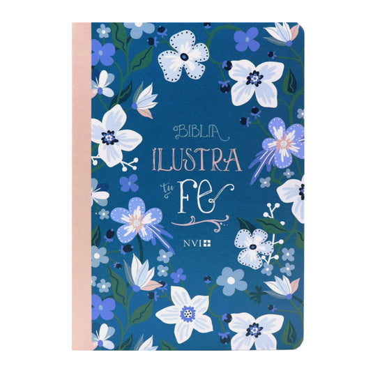 Biblia Ilustra tu Fe NVI, azul floreada