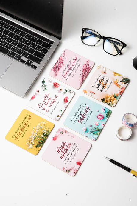 Set de 6 posavasos primavera con versículos bíblicos