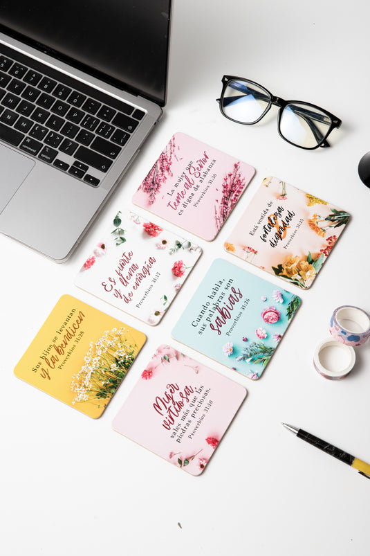 Set de 6 posavasos primavera con versículos bíblicos