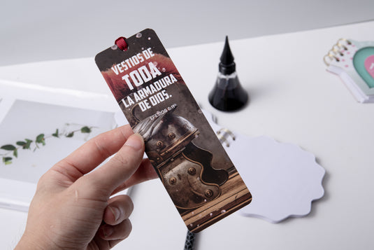 Separador de Libro con Cinta – “Armadura de Dios”