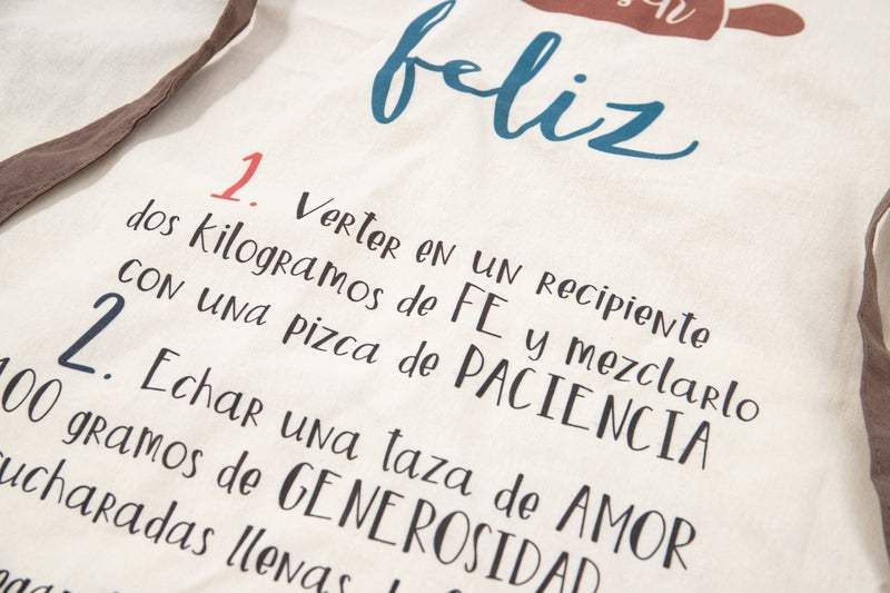 Cargue la imagen en el visor de la galería, Delantal de algodón Receta para ser feliz
