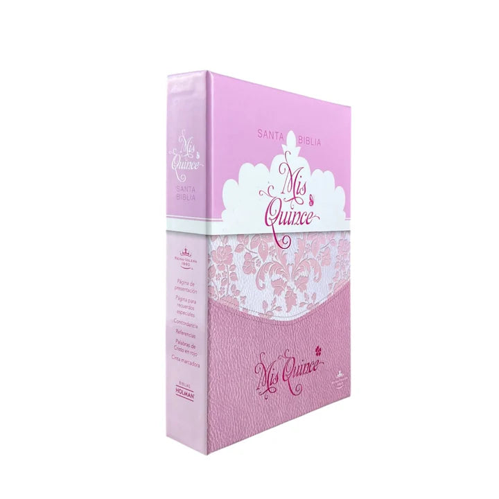 Cargue la imagen en el visor de la galería, Biblia Mis Quince RVR 1960, imitación piel rosa floreado
