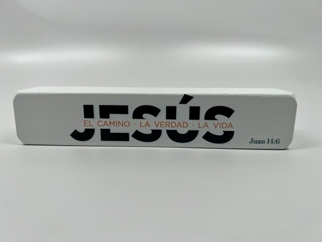 Cargue la imagen en el visor de la galería, Bloque decorativo de madera &quot;Jesús, el camino, la verdad y la vida - Prov.3:5&quot;
