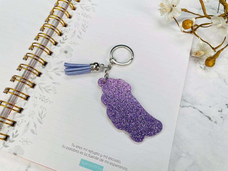 Cargue la imagen en el visor de la galería, Llavero con glitter Vivimos por fe
