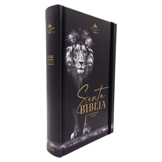 Biblia RVR 1960, Tamaño Manual, Letra Grande, tapa dura con elástico León