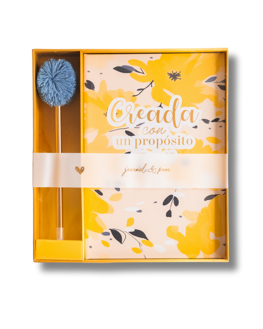 Libreta Journal con lapicero pom pom | Creada con propósito