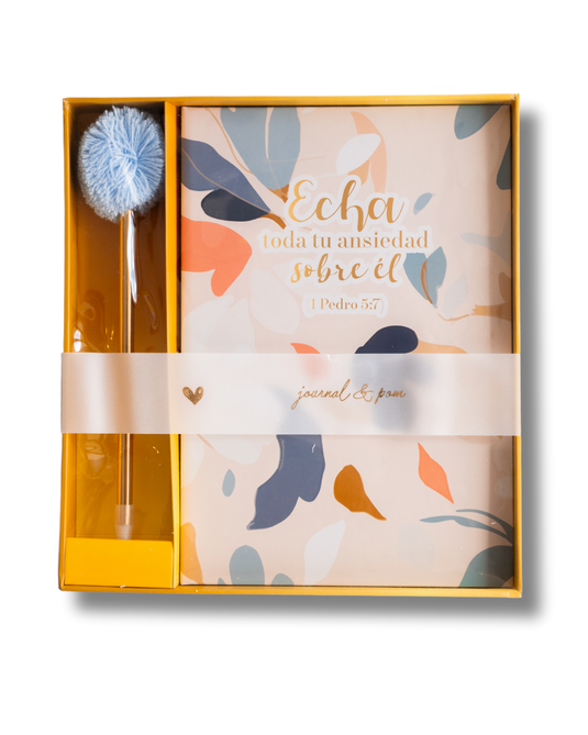 Libreta Journal con lapicero pom pom | Echa toda tu ansiedad sobre él