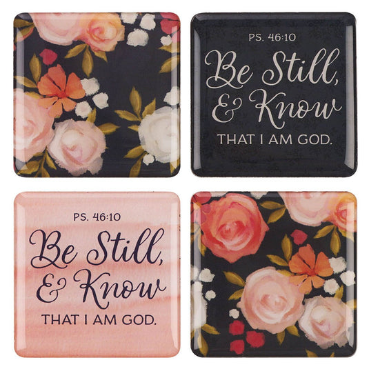 Set de 4 imanes "Be Still" – Salmo 46:10