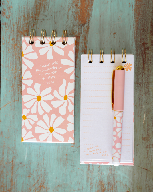 Set de libreta con lapicero| Pongan sus preocupaciones en manos de Dios