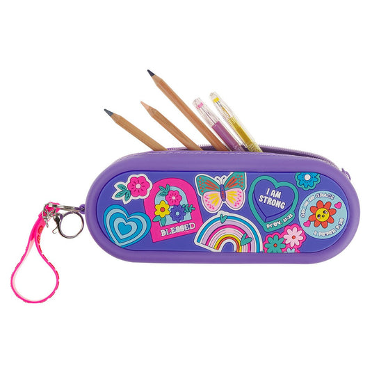 Estuche "I Am Strong" – Proverbios 31:25, morado
