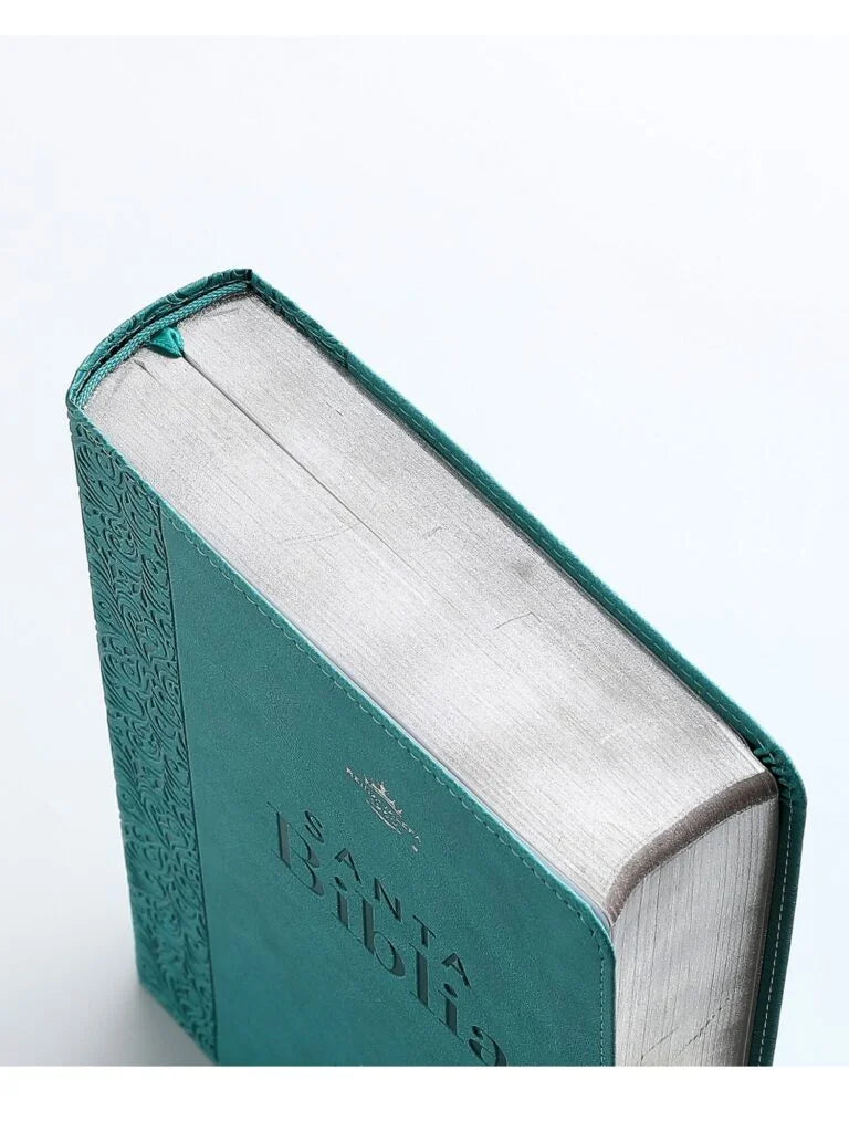 Cargue la imagen en el visor de la galería, Biblia RVR 1960, Tamaño manual, Letra Gigante, imitación piel turquesa
