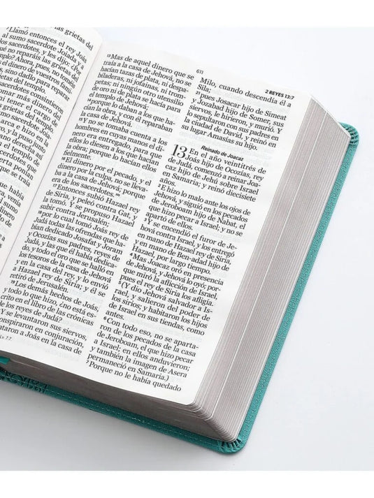 Biblia RVR 1960, Tamaño manual, Letra Gigante, imitación piel turquesa