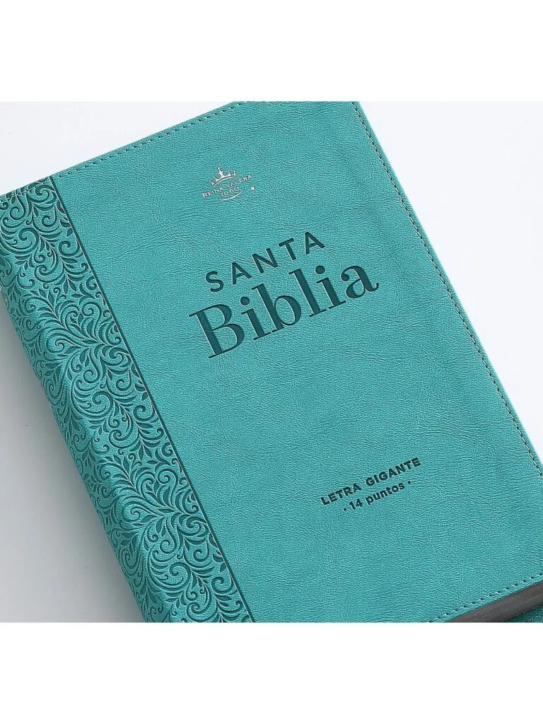 Cargue la imagen en el visor de la galería, Biblia RVR 1960, Tamaño manual, Letra Gigante, imitación piel turquesa
