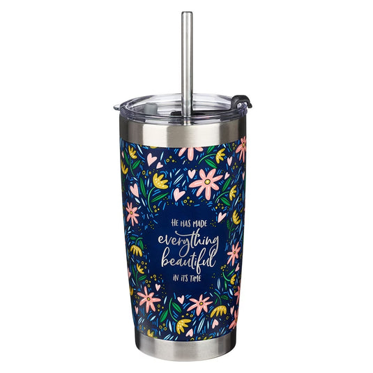 Vaso térmico de acero inoxidable con pajilla 