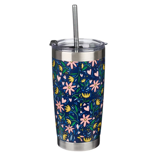 Vaso térmico de acero inoxidable con pajilla 