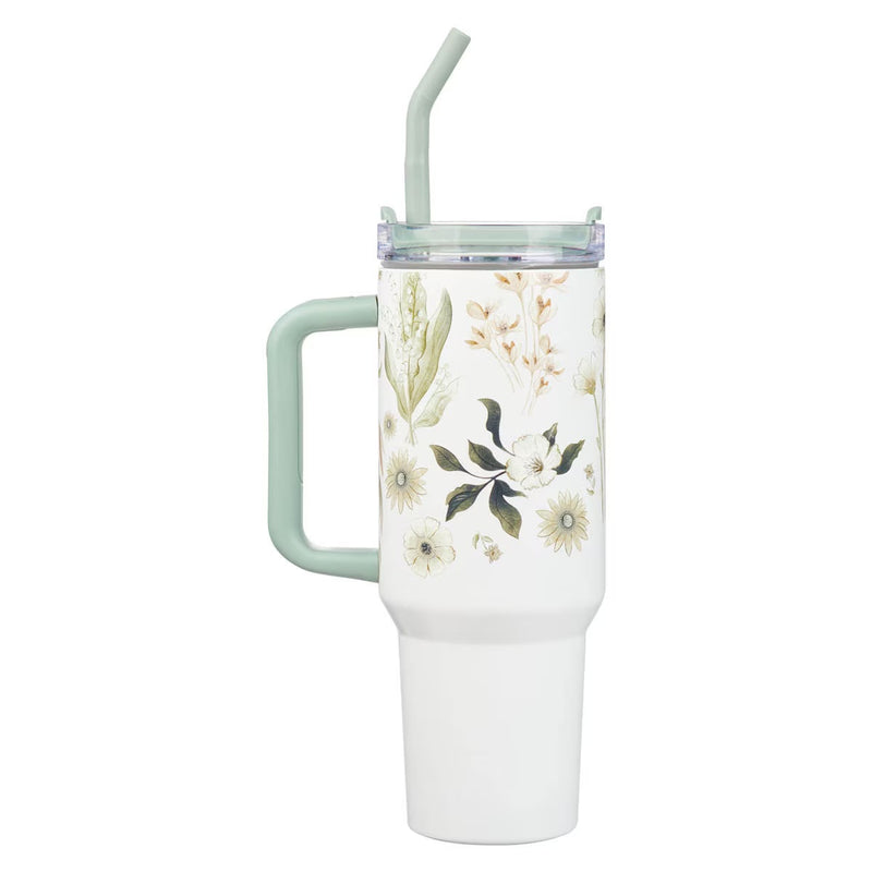 Cargue la imagen en el visor de la galería, Vaso térmico de acero inoxidable con pajilla "Be Still " - Salmo 46:10
