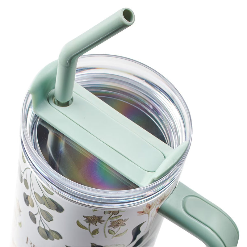 Cargue la imagen en el visor de la galería, Vaso térmico de acero inoxidable con pajilla "Be Still " - Salmo 46:10
