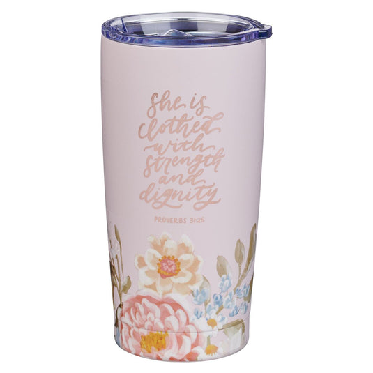 Vaso térmico de acero inoxidable "Strength & Dignity" – Proverbios 31:25