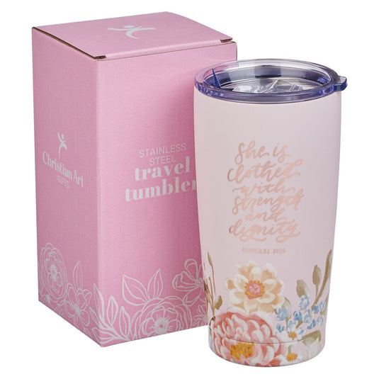 Vaso térmico de acero inoxidable "Strength & Dignity" – Proverbios 31:25
