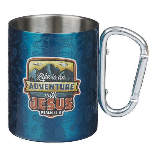 Taza de acero Inoxidable "Adventure with Jesus" – Salmo 16:11