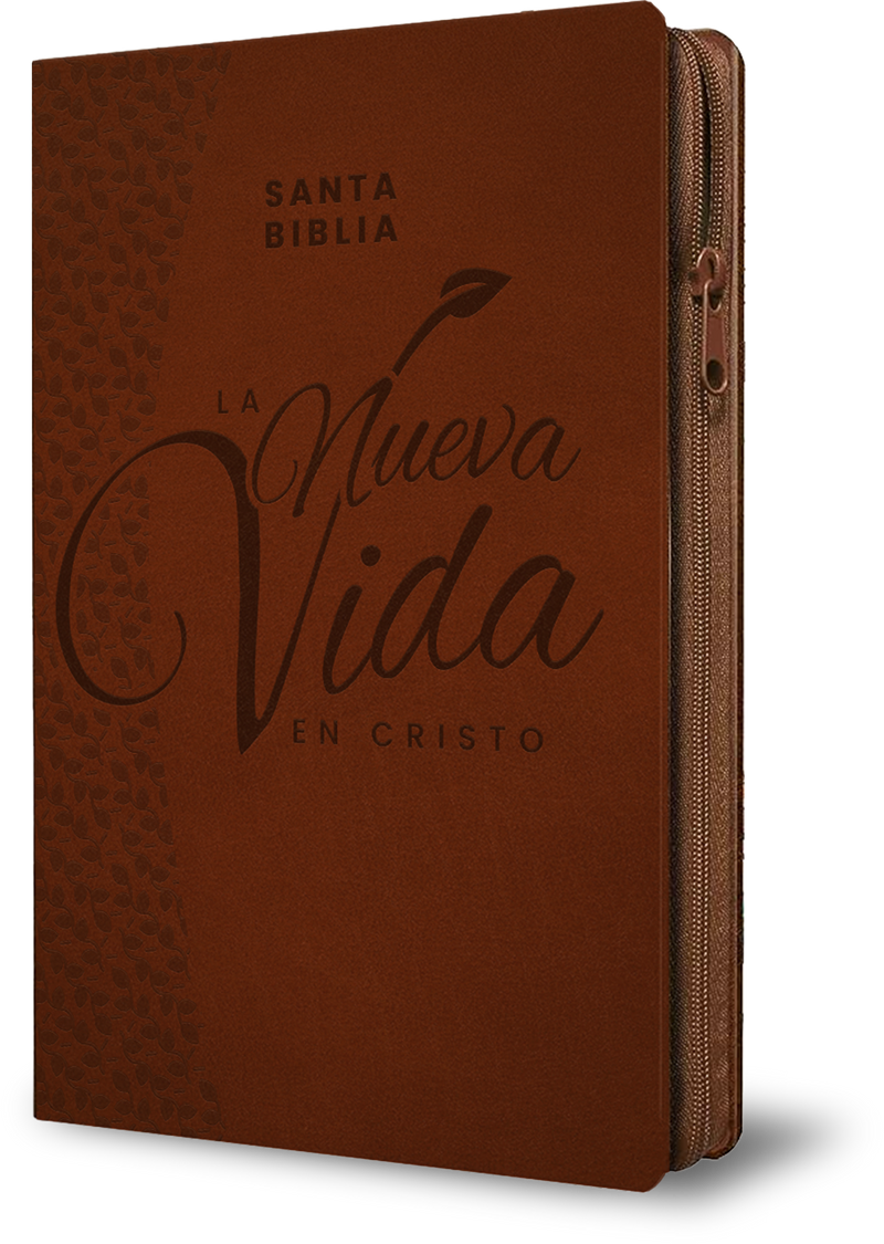 Cargue la imagen en el visor de la galería, Santa Biblia La Nueva Vida en Cristo NVI, Cierre zíper, Símil Piel café
