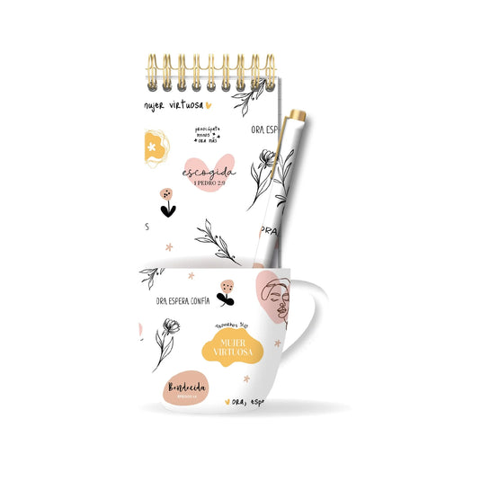 Set de taza, libreta y lapicero| Mujer Virtuosa