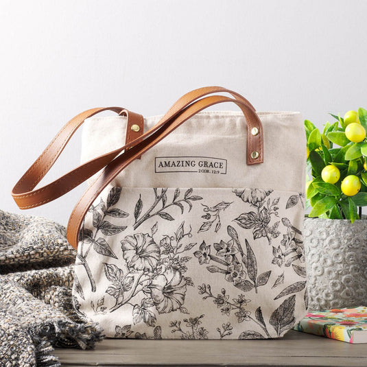 Bolso de cierre con zíper "Amazing Grace" – 2 Corintios 12:9, beige